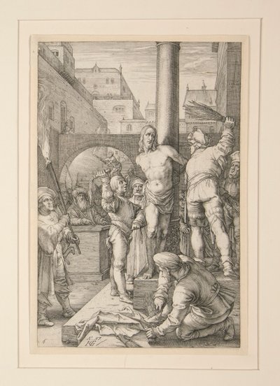 Flagellazione di Cristo, da La Passione, #6 in una serie di 12 incisioni da Hendrick Goltzius