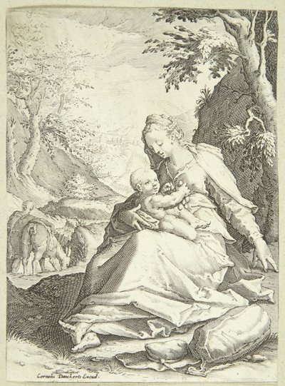 Riposo durante la fuga in Egitto da Hendrick Goltzius