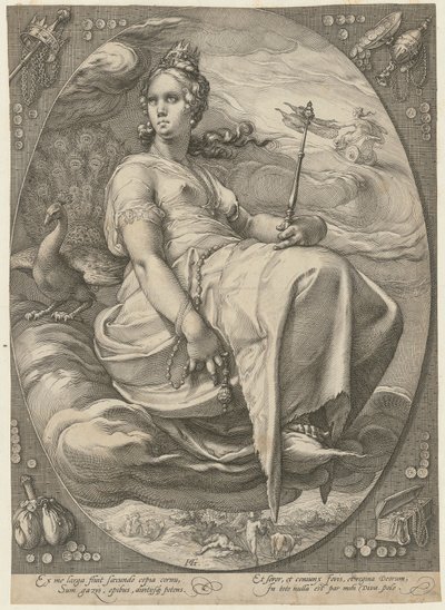 Giunone, tavola 3 della serie «Tre dee» da Hendrick Goltzius