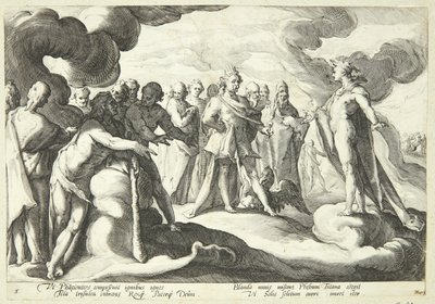 Giove e gli dei chiedono a Helios di riprendere il controllo del carro solare da Hendrick Goltzius