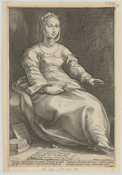 Kalliope, foglio 1 della serie "Le nove Muse" da Hendrick Goltzius