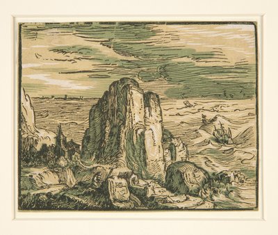 Paesaggio con scogliera sulla riva del mare da Hendrick Goltzius