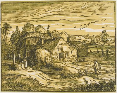 Paesaggio con una fattoria, da Quattro piccoli paesaggi da Hendrick Goltzius