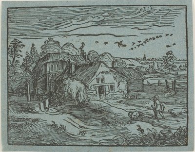 Paesaggio con casa colonica, da Quattro piccoli paesaggi da Hendrick Goltzius