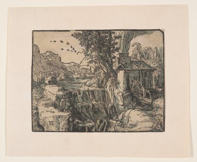Paesaggio con cascata da Hendrick Goltzius