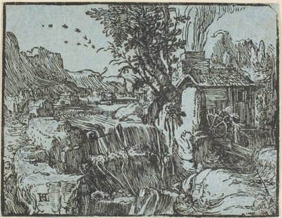 Paesaggio con cascata, da Quattro piccoli paesaggi da Hendrick Goltzius