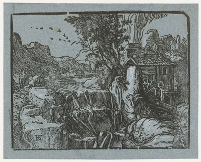 Paesaggio con cascata da Hendrick Goltzius