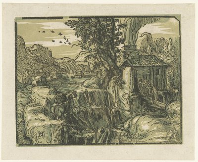 Paesaggio con cascata da Hendrick Goltzius