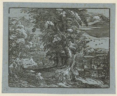 Paesaggio con coppia seduta da Hendrick Goltzius