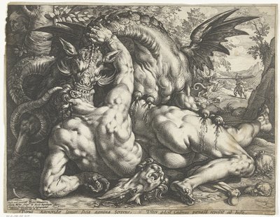 Compagni di Cadmo divorati da un drago da Hendrick Goltzius