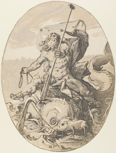 Oceanus, tavola due da Demogorgon e le Divinità da Hendrick Goltzius