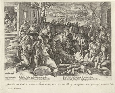 Paolo viene morso da una vipera a Malta da Hendrick Goltzius