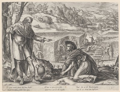 Ruth raccoglie spighe nel campo di Boaz (serie: La storia di Ruth) da Hendrick Goltzius