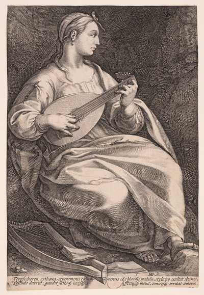 Terpsichore, la Musa della danza, da Le nove muse da Hendrick Goltzius