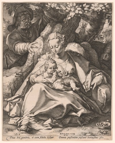 La Sacra Famiglia sotto un ciliegio da Hendrick Goltzius