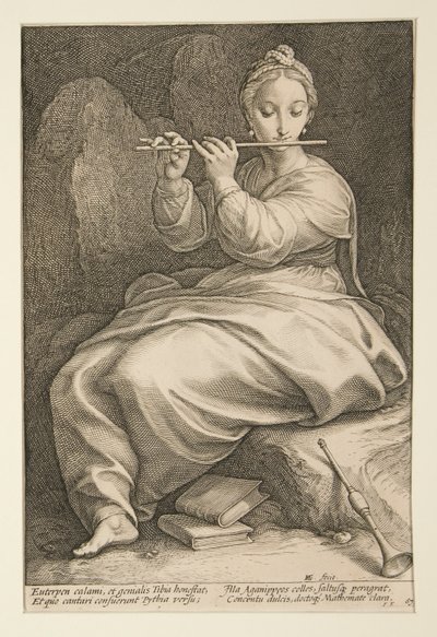 Le nove muse: Euterpe, n. 6 in una serie di 9 da Hendrick Goltzius