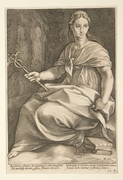 Le nove muse: Polimnia, #8 in una serie di 9 da Hendrick Goltzius