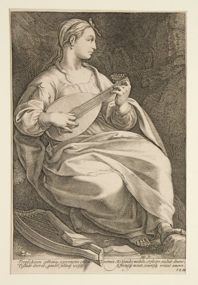 Le Nove Muse: Tersicore, #5 in una serie di 9 da Hendrick Goltzius
