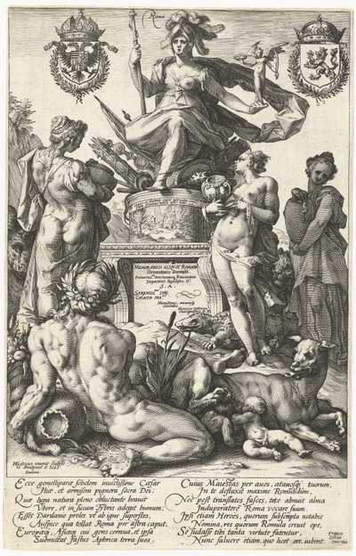Frontespizio per la serie di stampe Gli eroi romani da Hendrick Goltzius