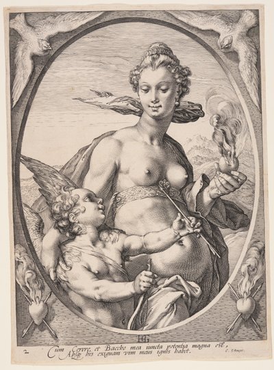 Venere e Amor, da Tre dei o dee pagani da Hendrick Goltzius