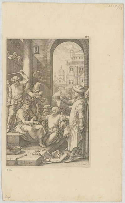 La derisione di Cristo, foglio 7 della serie "La Passione" da Hendrick Goltzius
