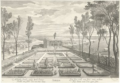 Aprile, con una compagnia in un giardino da Hendrick Hondius (I)