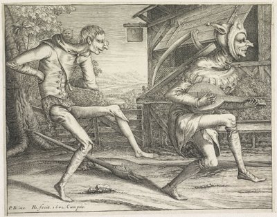 Due buffoni danzanti da Hendrick Hondius (I)