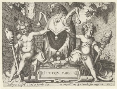 Due putti con un cappello da giullare da Hendrick Hondius (I)