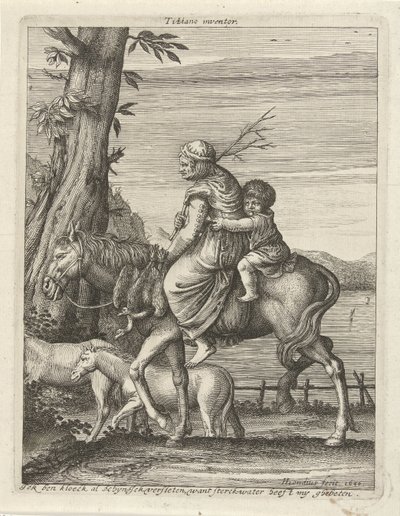Donna e bambino a cavallo da Hendrick Hondius (I)