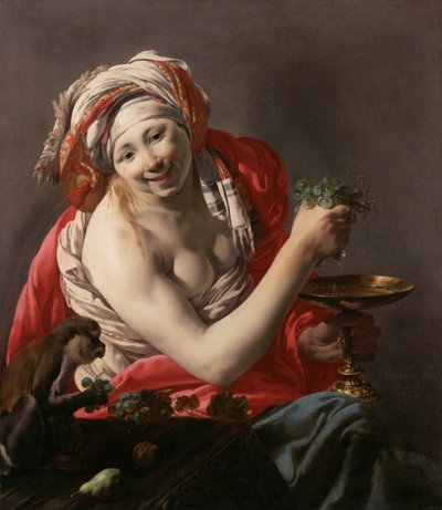 Baccante con una Scimmia, 1627 da Hendrick Jansz Terbrugghen