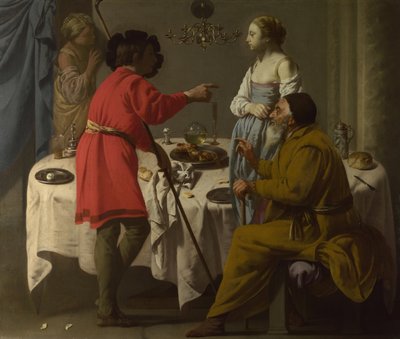 Giacobbe rimprovera Labano per avergli dato Lea al posto di Rachele, 1627 da Hendrick Jansz Terbrugghen