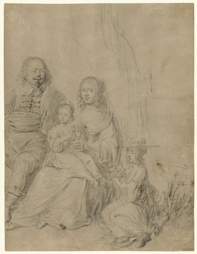 Gruppo familiare composto da una coppia di genitori e due figlie da Hendrick Martensz. Sorgh (attributed to)