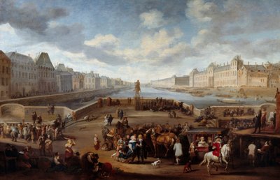 Vista di Parigi con il Louvre, presa dal ponte Enrico IV da Hendrick Mommers