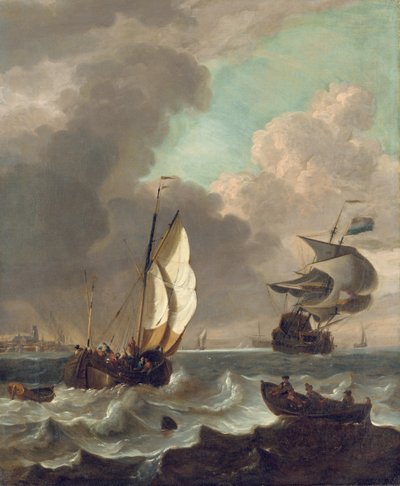 Navigazione in una brezza rigida al largo di Dordrecht da Hendrick Rietschoof