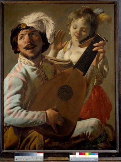 Il duo. Un cantante che suona il liuto con una danzatrice. Dipinto di Hendrick ter Brugghen da Hendrick ter Brugghen