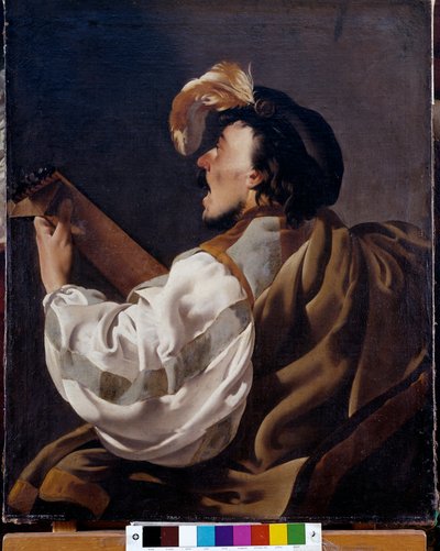 Un cantante che si accompagna al liuto, detto anche suonatore di liuto da Hendrick ter Brugghen