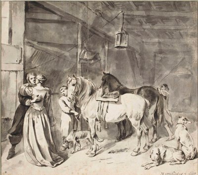 Un cavaliere che saluta una dama da Hendrick Verschuring