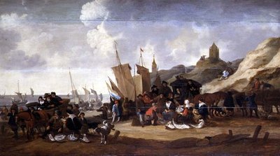 Una scena sulla costa vicino a Scheveringen da Hendrick de Meyer