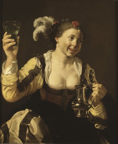 Una ragazza che tiene un bicchiere, c.1620 da Hendrick ter Brugghen