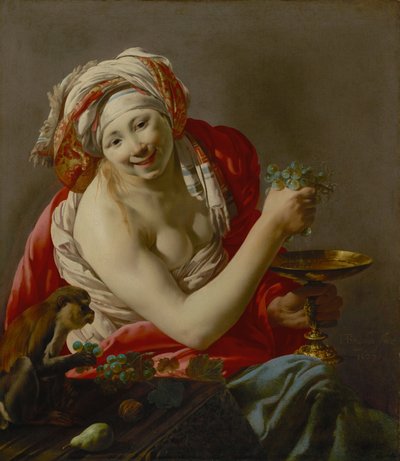 Baccante con scimmia da Hendrick ter Brugghen