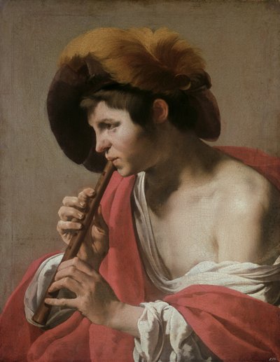 Fante che suona un flauto dolce da Hendrick ter Brugghen