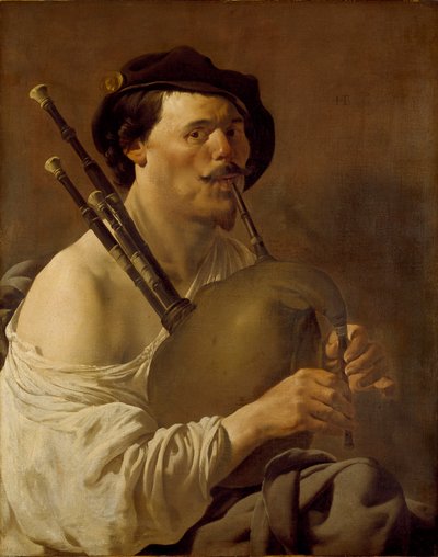 Ritratto di un uomo che suona la cornamusa, 1624 da Hendrick ter Brugghen