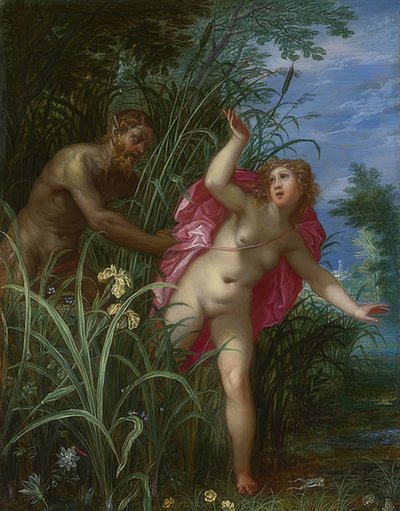 Pan insegue la ninfa Siringa. 1615 da Hendrick van Balen