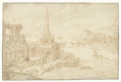 Obelisco accanto a rovine (serie Regionum, Rurium, Fundorumque) da Hendrick van Cleve