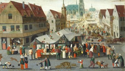 Piazza del Mercato, di Hendrick van Steenwijck il Giovane da Hendrick van the younger Steenwijck