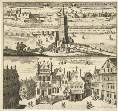 Veduta della Kroonenburg e del Vecchio Municipio di Anversa da Hendrik Causé