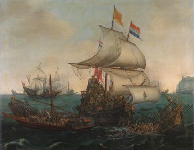 Navi olandesi che speronano galee spagnole al largo della costa inglese, 3 ottobre 1602 da Hendrick Cornelisz. Vroom