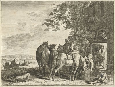 Viaggiatori davanti alla fucina da Hendrik Elandt