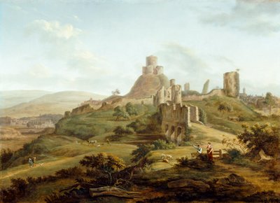 Vista del castello di Launceston da sud da Hendrik Frans de Cort