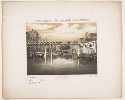 Veduta della Borsa del Grano a Rotterdam con visione futura di una linea ferroviaria da Hendrik Frederik Sartor
